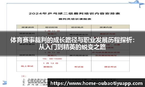 体育赛事裁判的成长路径与职业发展历程探析：从入门到精英的蜕变之路
